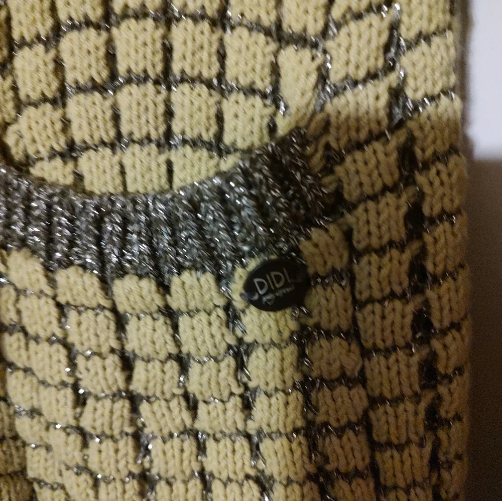 🌿🩶🌿 Gorgeous Chartreuse & Silver Metallic Open Weave Tie Cardigan - S - Picture 11 of 16